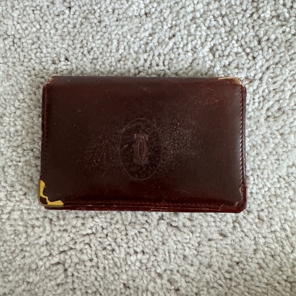 Vintage Cartier Burgundy Leather ID Holder Wallet